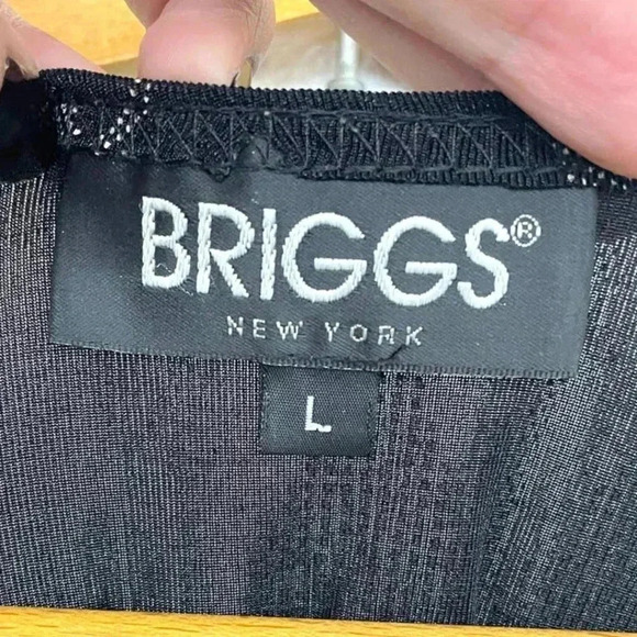 VTG Briggs Women's Black Beige Cling Top Short Sleeve Large Floral Y2K - Picture 3 of 8